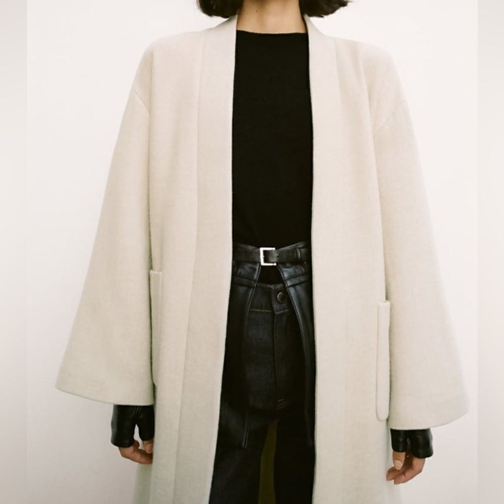 ZARA MINIMALIST COAT WITH MANTECO WOOL ZW COLLECTION - Picture 12 of 15